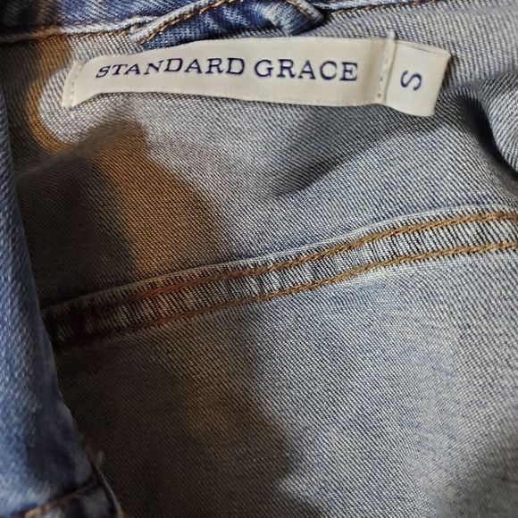 Standard Grace Embroidered Detail Denim Jacket, Size Small - Picture 4 of 5